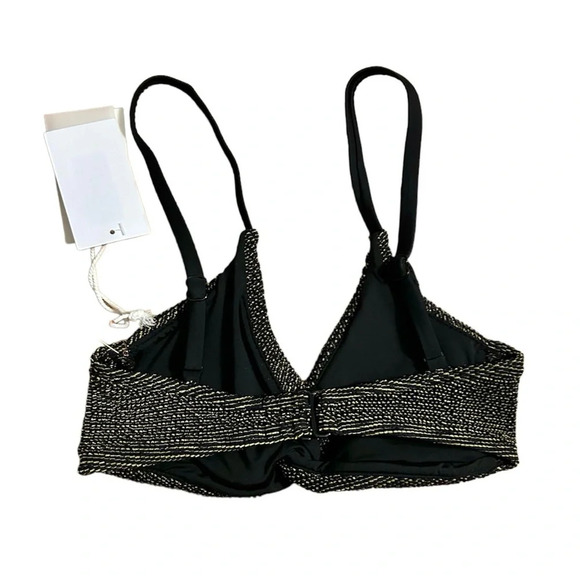 SALE‼️Good American Always Fits Black Metallic Bikini Top Sz 0 Sculpt Twist - Picture 4 of 7